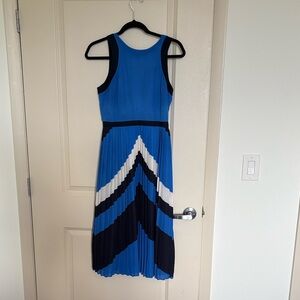 Banana Republic Blue and Black Chevron Midi Dress
